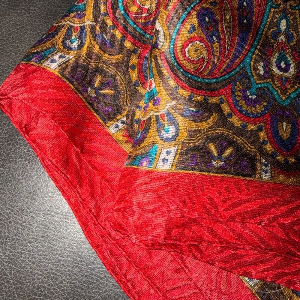 Christian Dior Red Patterned Scarf